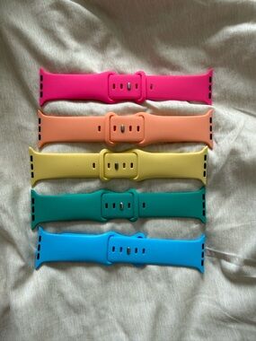 Silicone Watch Band Set - Pink, Peach, Yellow, Teal, Blue